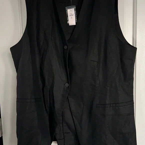 GAP Black Linen Longline Vest - Picture 3 of 5